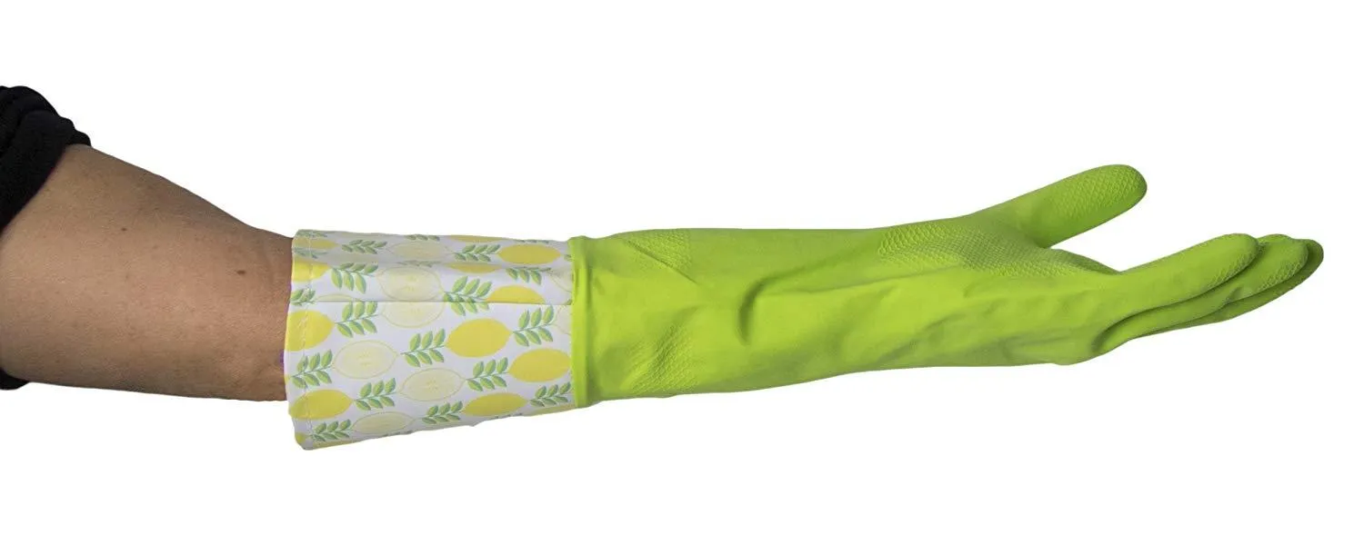 Krumbs Kitchen Rubber Gloves In Green Lemon