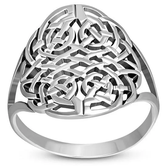 Large Light Round Celtic Knot Silver Ring