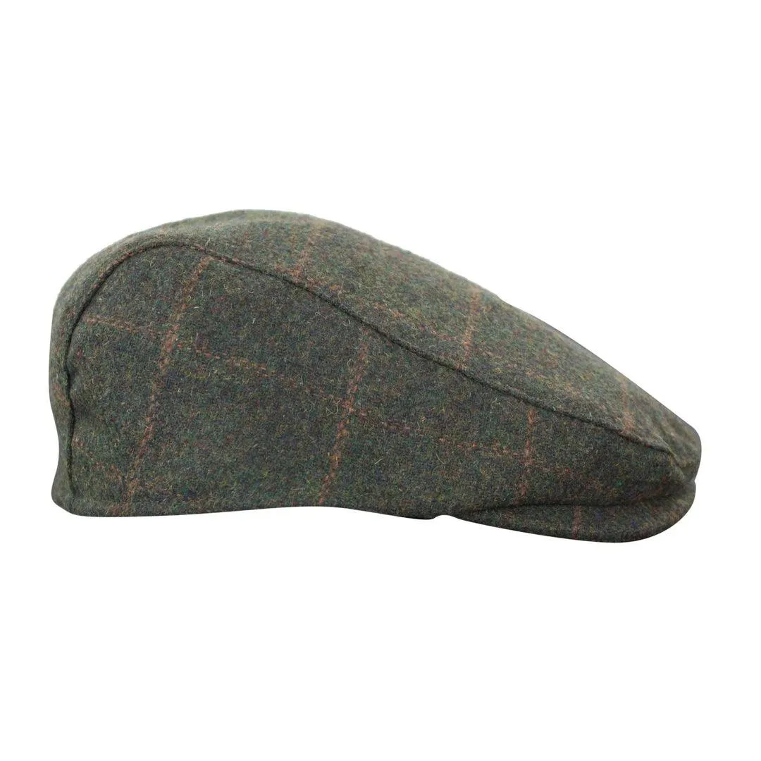 Mens Herringbone Tweed Wool Check Grandad Flat Caps Hats Vintage Green Grey Blue Brown