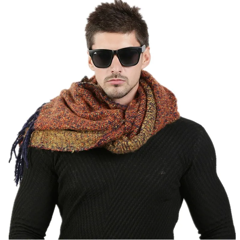 Men's Winter Woolen Thick Long Scarf