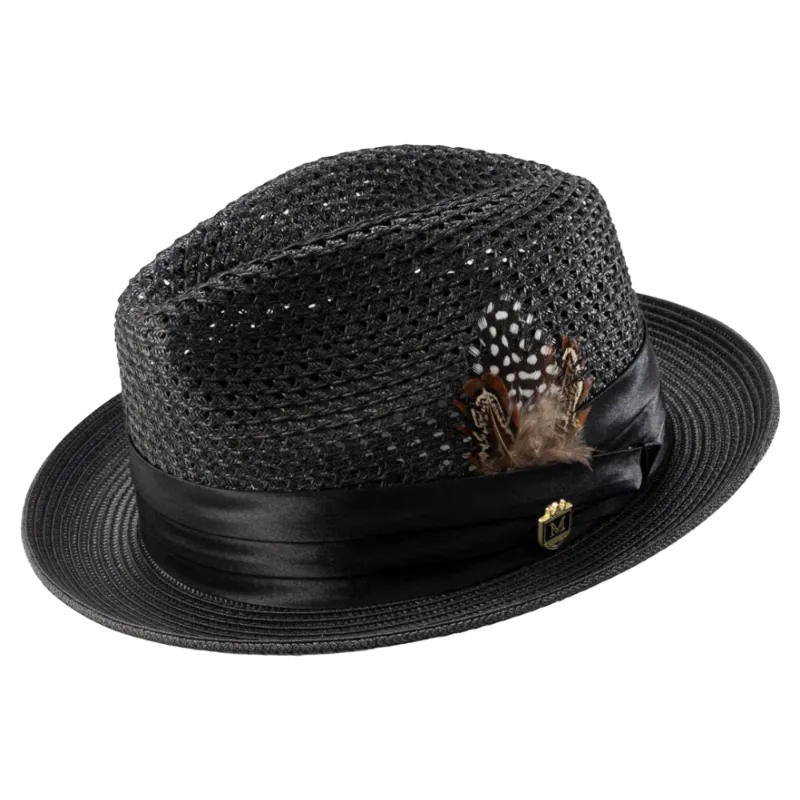 Montique Black Men's Summer Straw Hats Style H-34