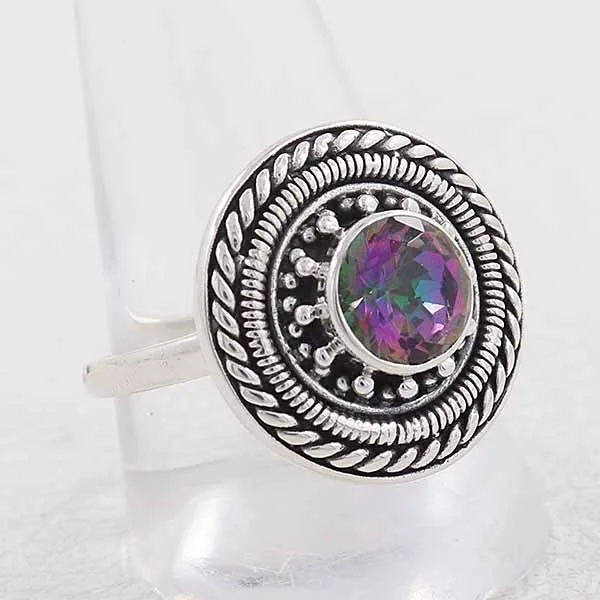 Mystic Quartz Solid Silver Ring