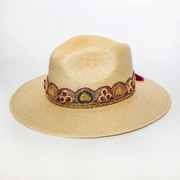 Natural Johnny Hat With Trim Details Handmade