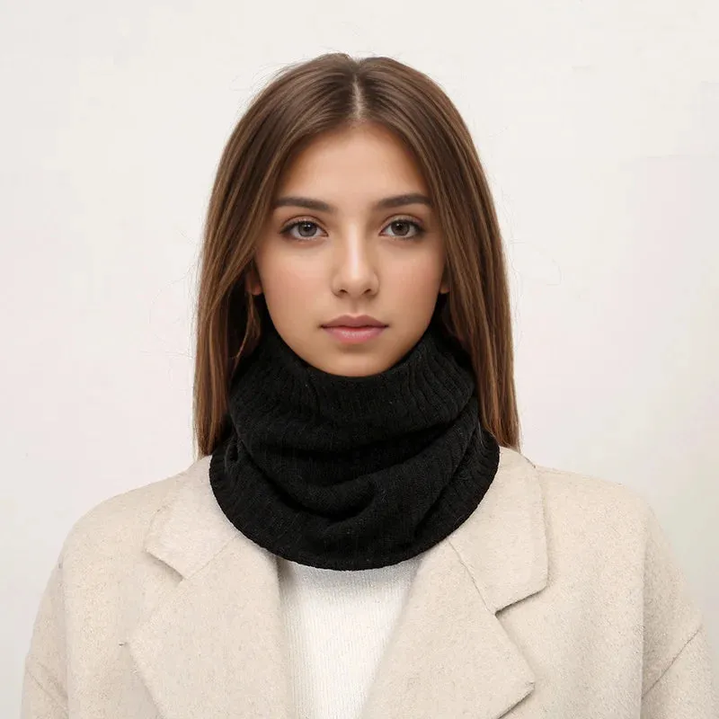 New Cashmere Knit Ring Solid Color Wool Comfort Neck Warmer Female Scarf