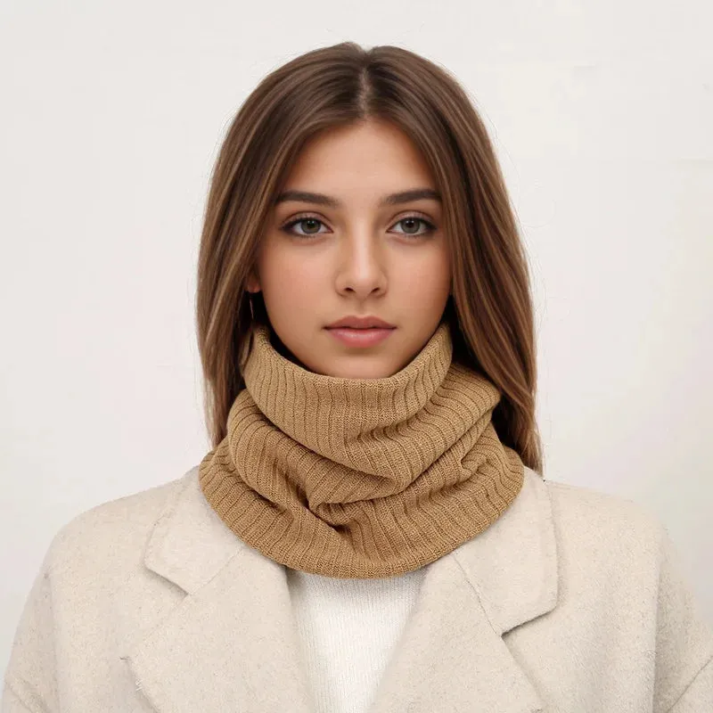 New Cashmere Knit Ring Solid Color Wool Comfort Neck Warmer Female Scarf