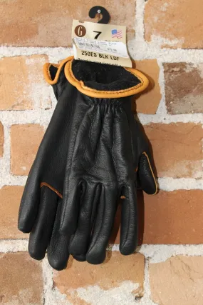 Nordic Fleece Lined Deerskin Work Gloves In Black