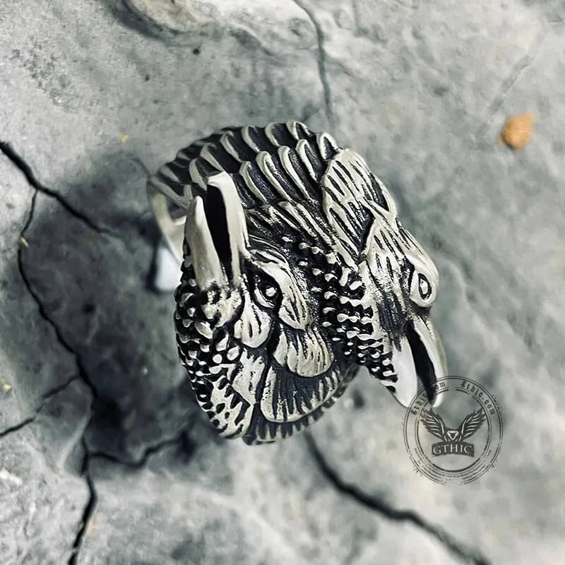 Odin Ravens Huginn and Munin Sterling Silver Viking Ring