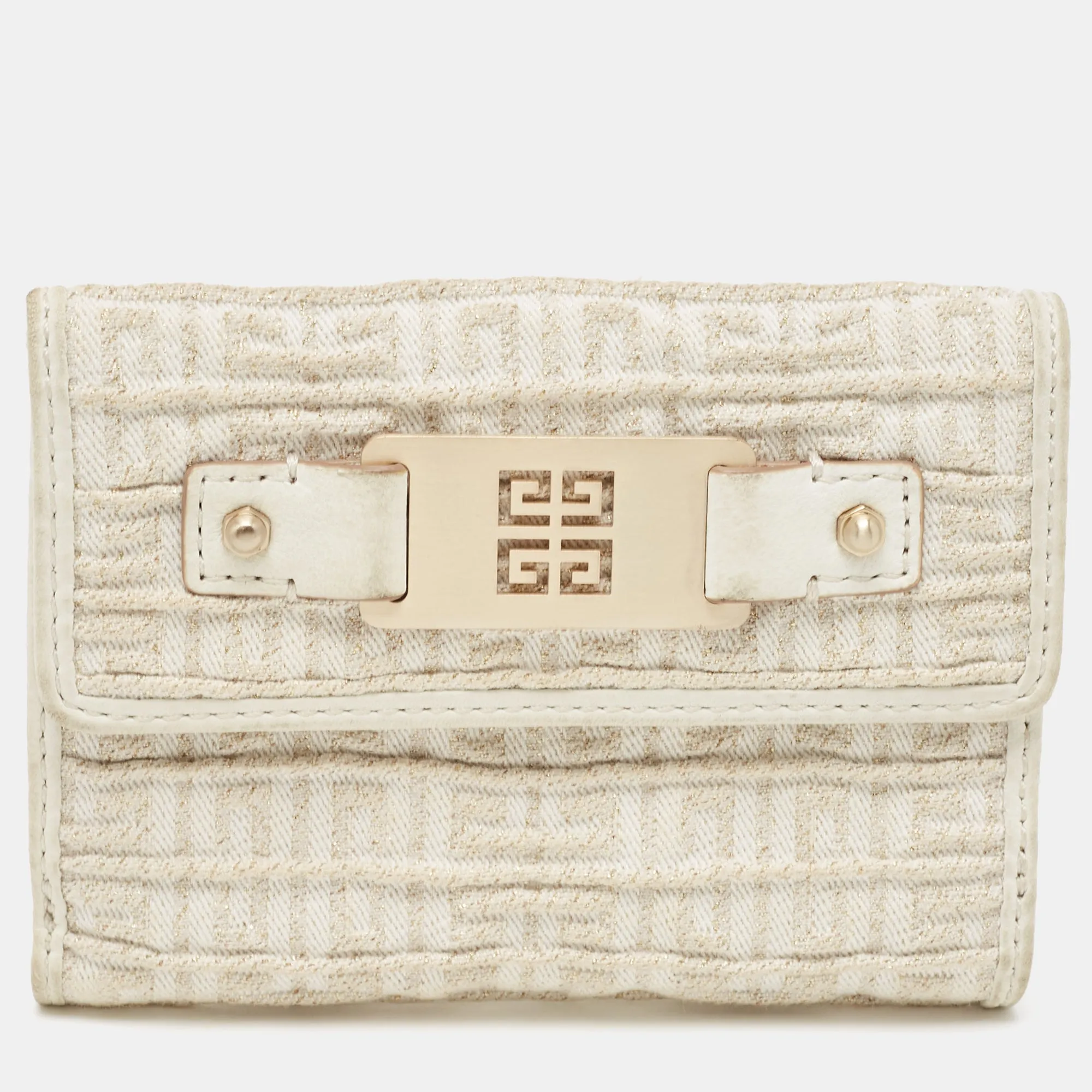 Off White/Gold Monogram Canvas Compact Wallet