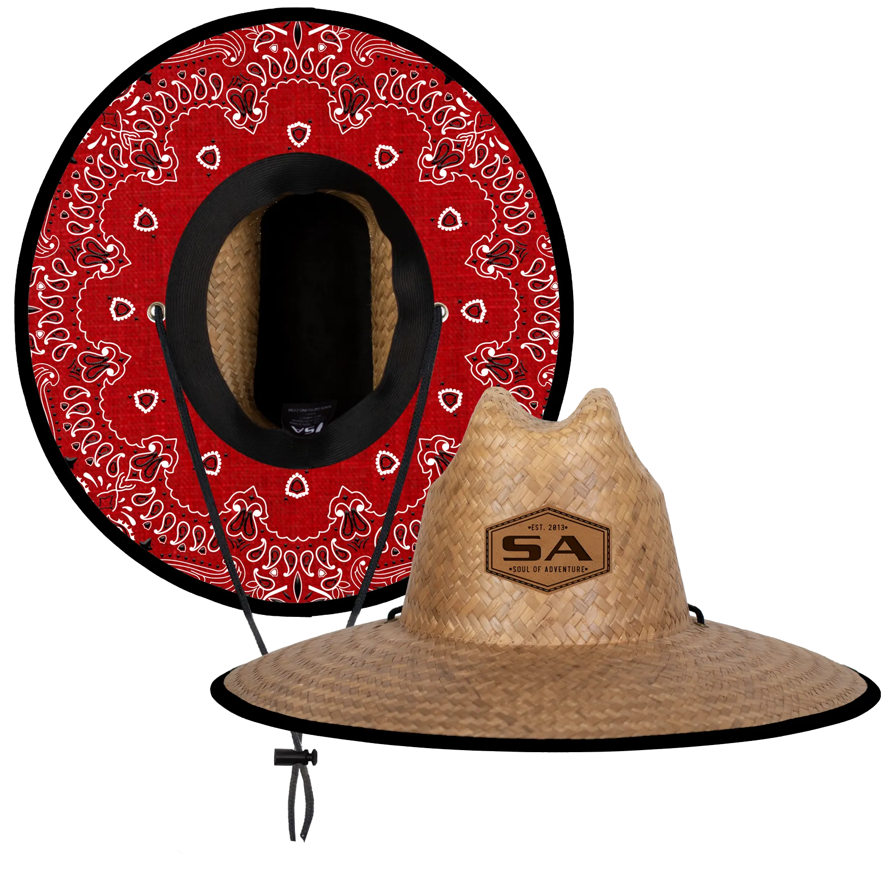 Palms Under Brim Straw Hat | Red Bandana