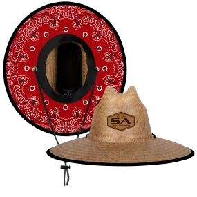 Palms Under Brim Straw Hat | Red Bandana