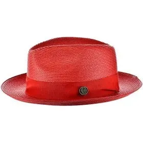 Red Bruno Capelo Men's Straw Hat Casual Dress Design