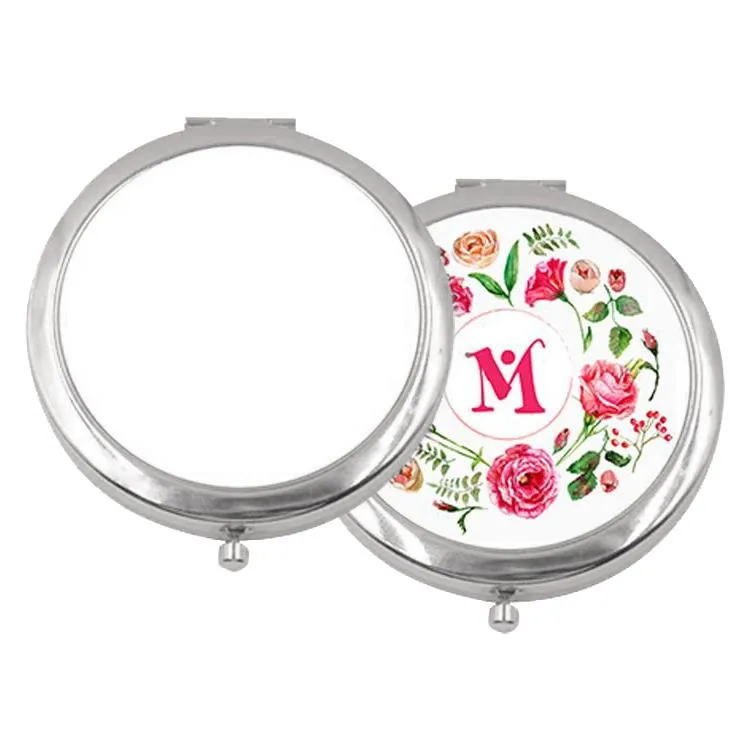 Round Compact Pocket Mirror - Silver