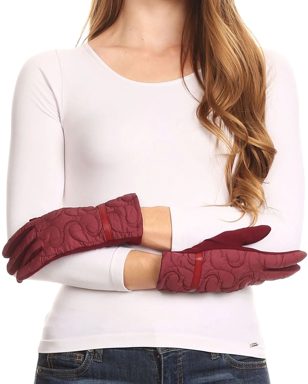 Sakkas Emie Quilted and Lace Super Soft Warm Driving Gloves Touch Screen Capable