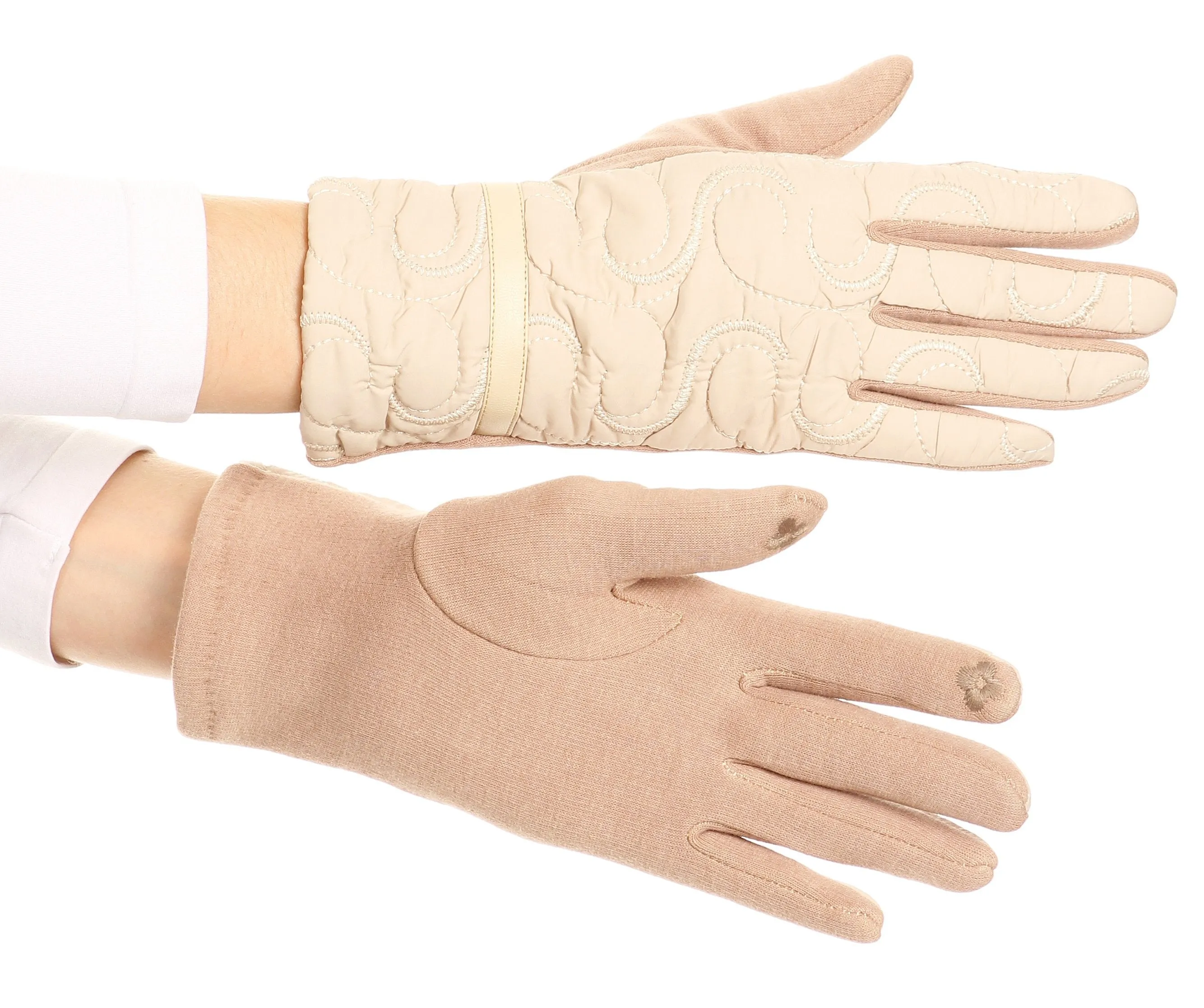 Sakkas Emie Quilted and Lace Super Soft Warm Driving Gloves Touch Screen Capable