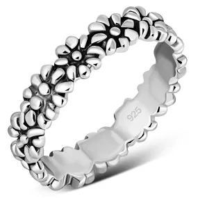 Silver Flower Band Ring