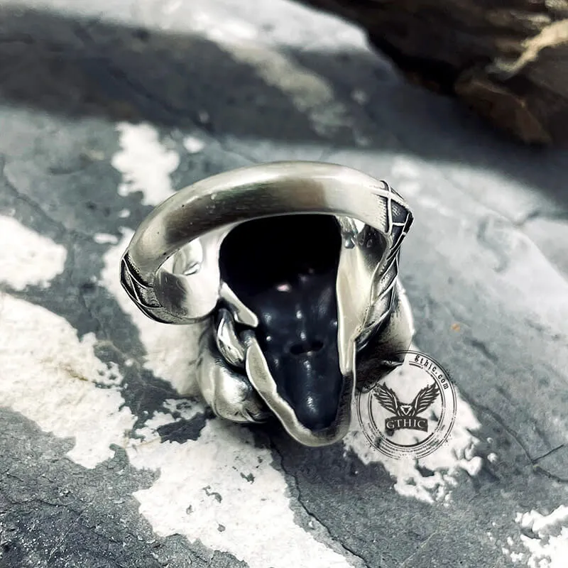 Snake And Skull Sterling Silver Gothic Ring