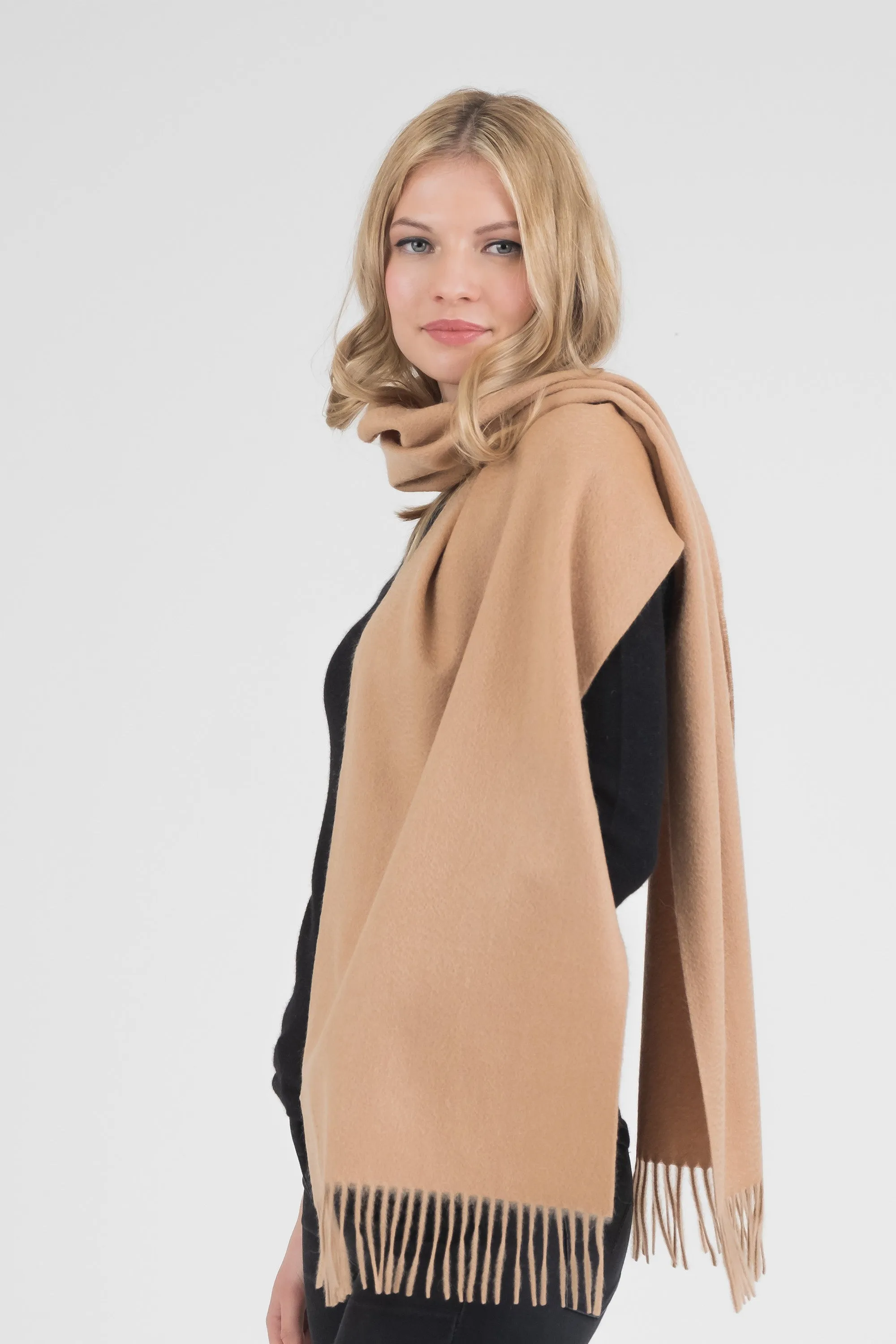 Solid Cashmere Wide Scarf - Warm Camel