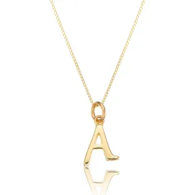 Solid Gold Curve Initial Letter Necklace