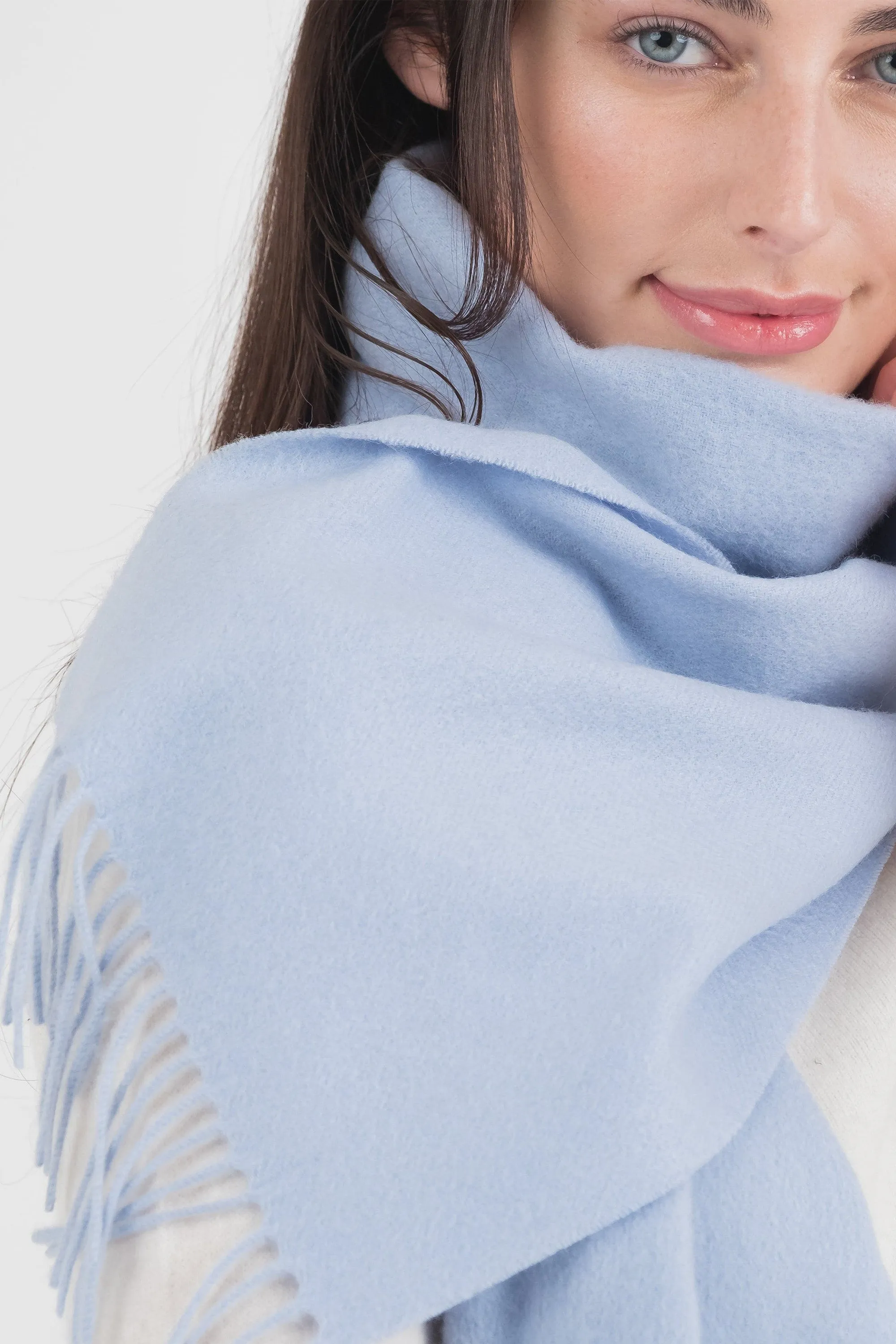 Solid Lambswool Scarf - Cashmere Blue