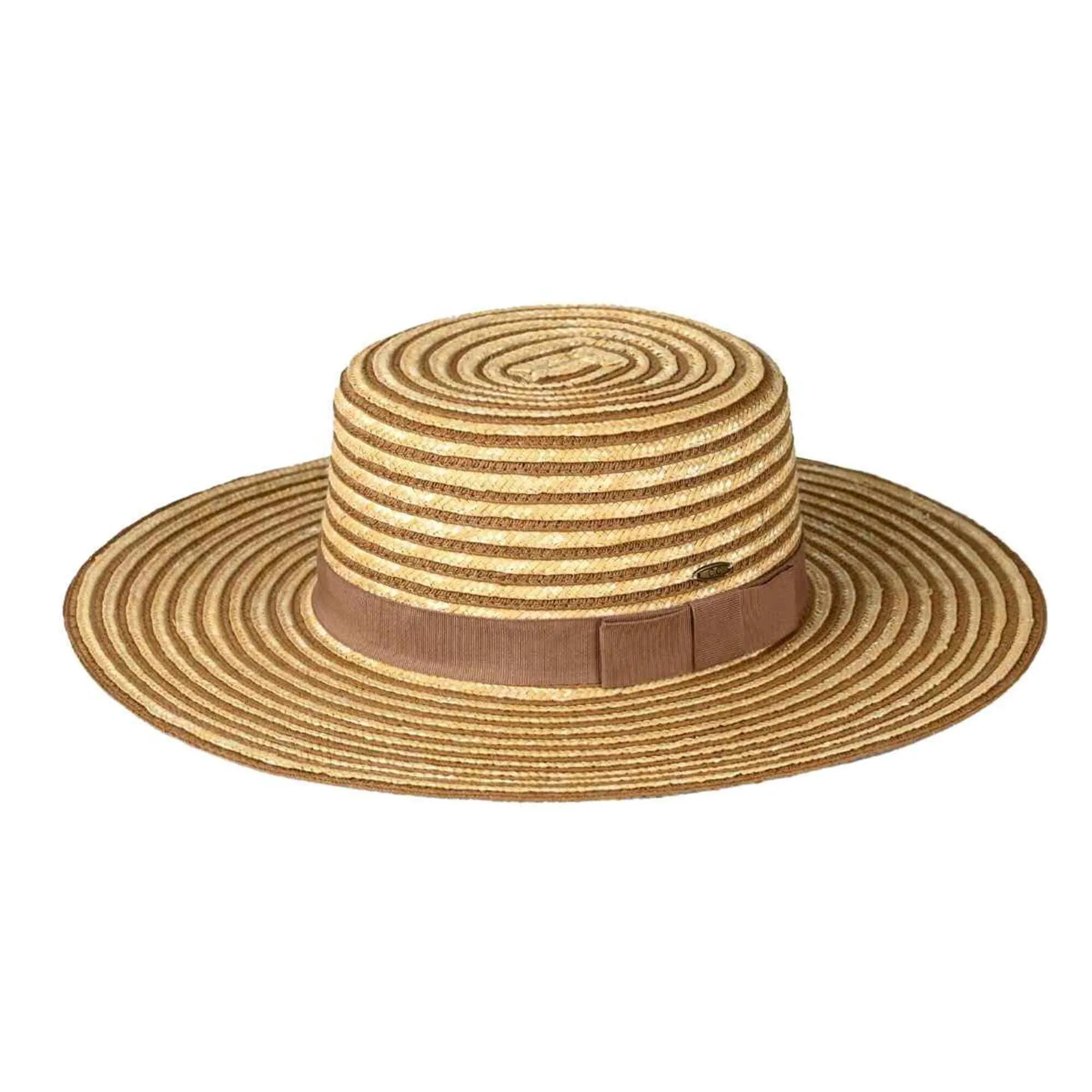 STH0033 Kara Striped Boater Hat