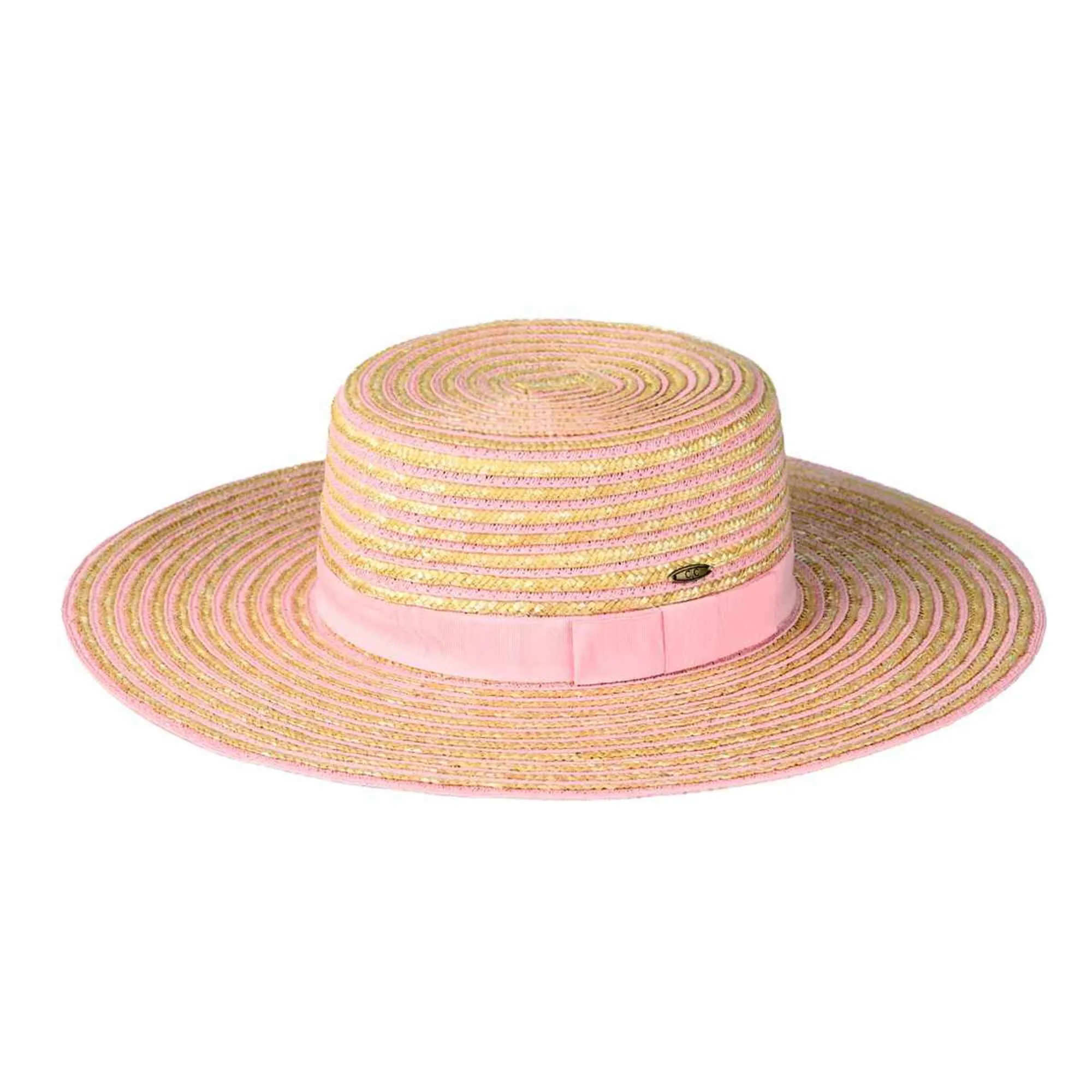 STH0033 Kara Striped Boater Hat