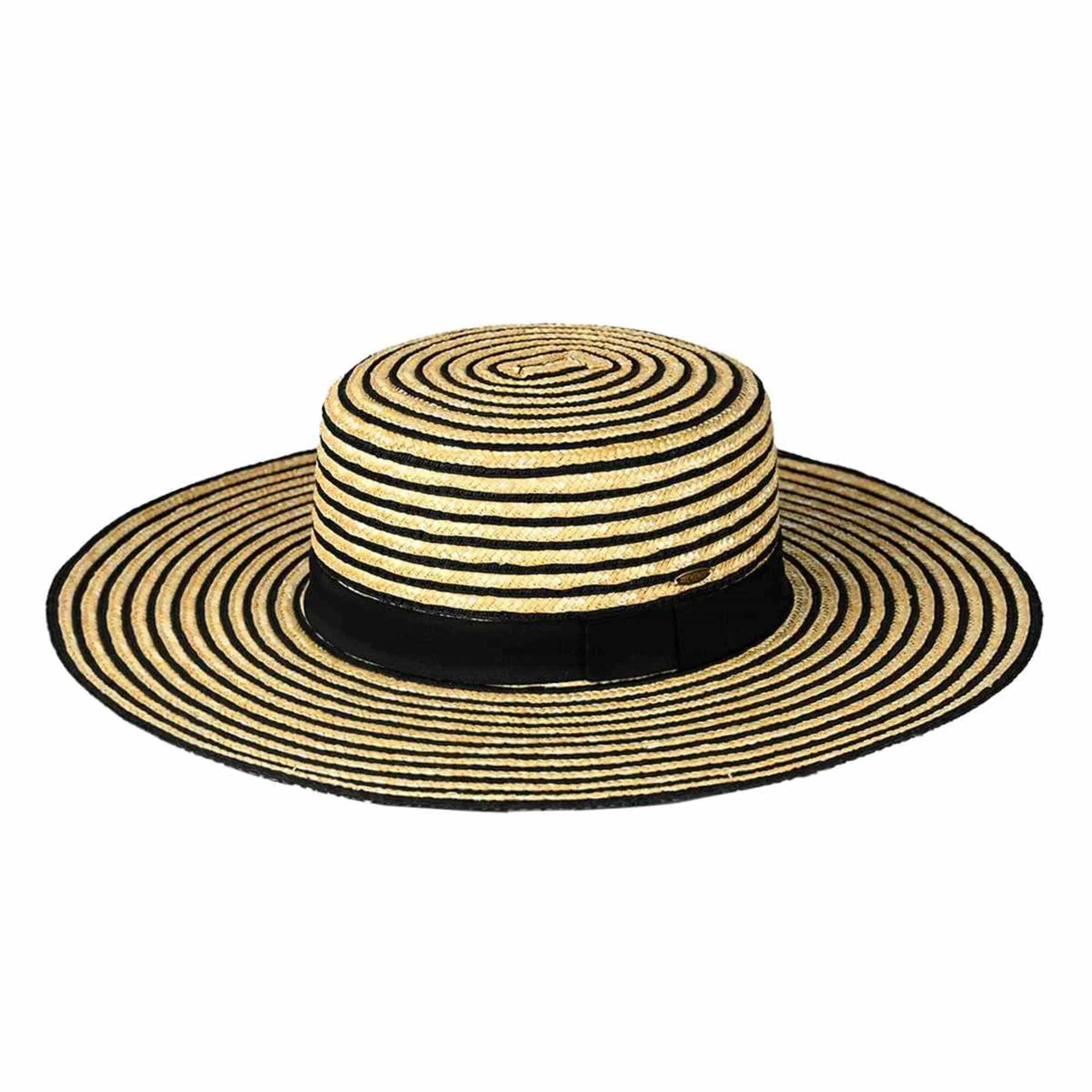 STH0033 Kara Striped Boater Hat