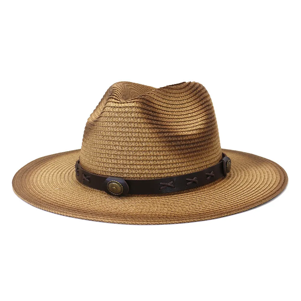 Straw Cowboy Hats Men and Women Outdoor Seaside Sun Protection Sunshade