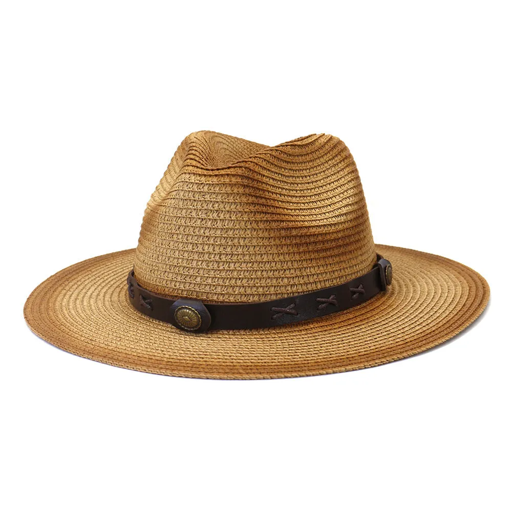 Straw Cowboy Hats Men and Women Outdoor Seaside Sun Protection Sunshade