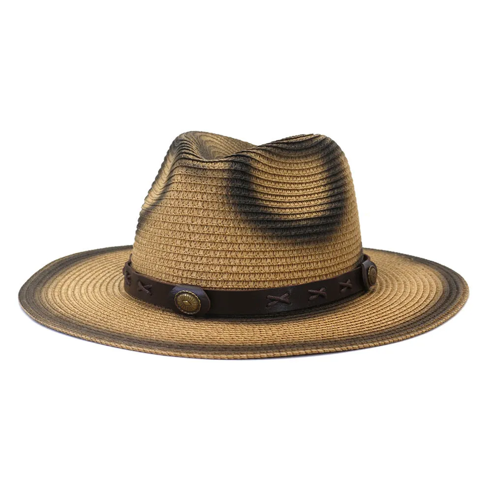 Straw Cowboy Hats Men and Women Outdoor Seaside Sun Protection Sunshade