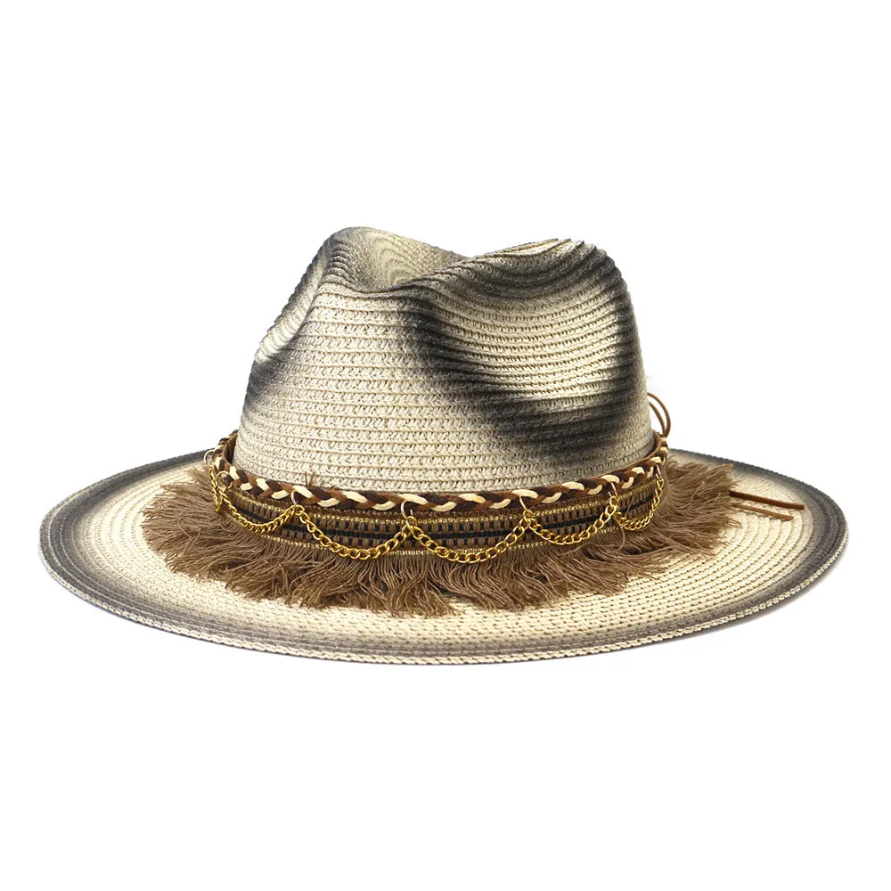 Straw Cowboy Hats Travel Travel Sun Protection Sun Hat Male Women's Straw Hat