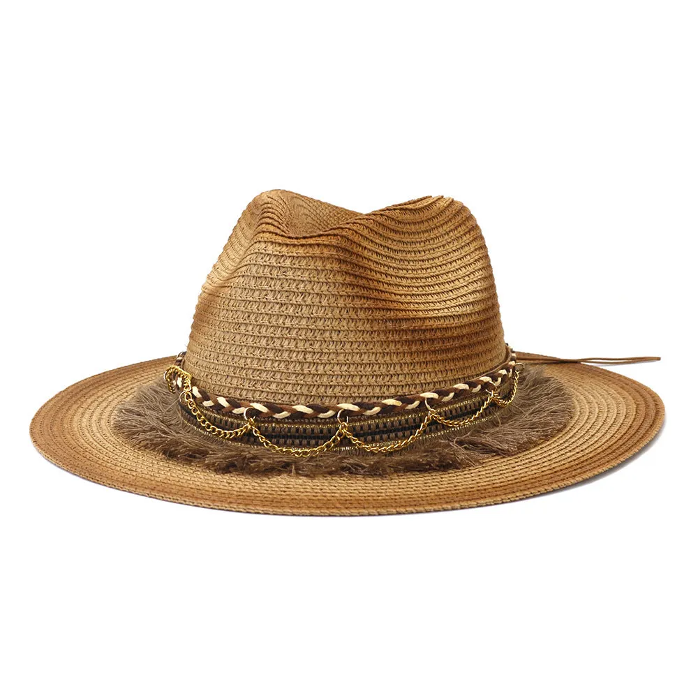 Straw Cowboy Hats Travel Travel Sun Protection Sun Hat Male Women's Straw Hat