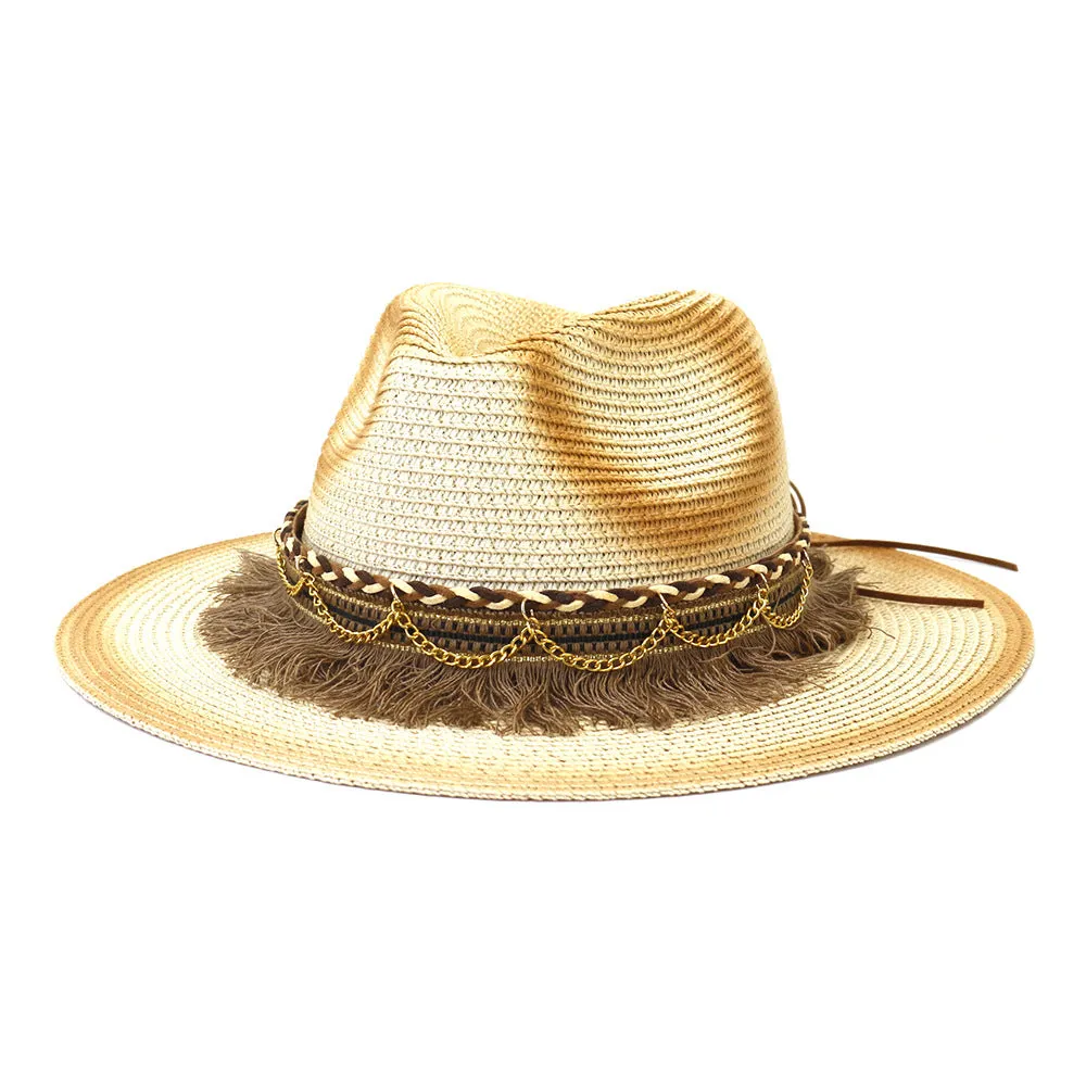 Straw Cowboy Hats Travel Travel Sun Protection Sun Hat Male Women's Straw Hat