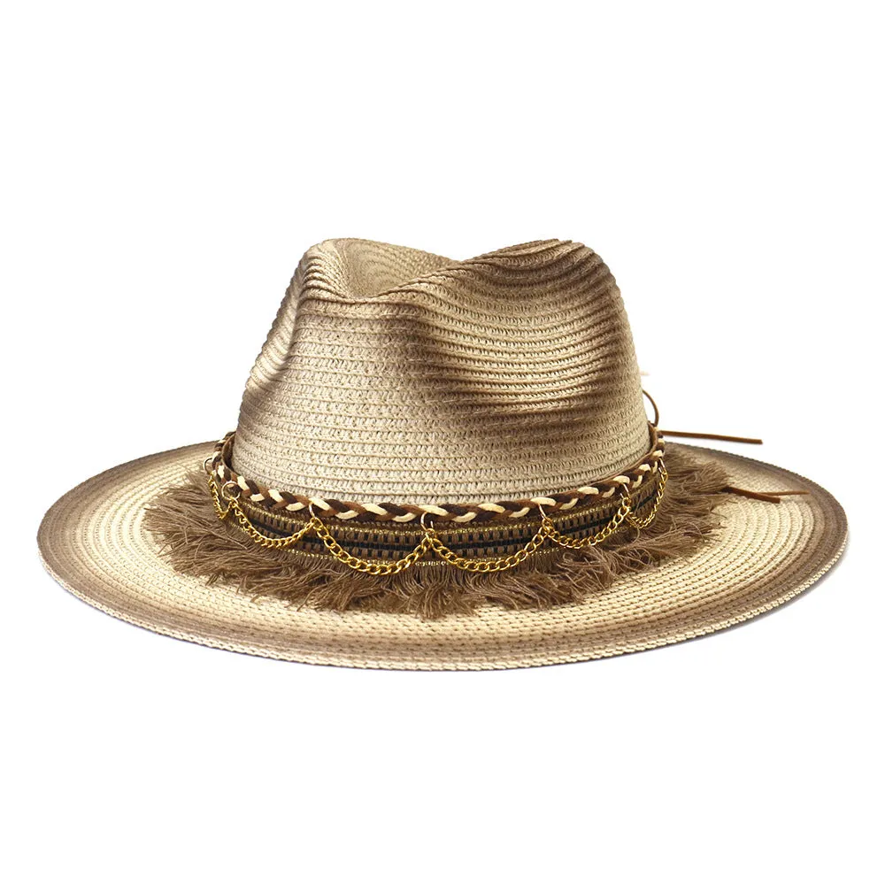 Straw Cowboy Hats Travel Travel Sun Protection Sun Hat Male Women's Straw Hat