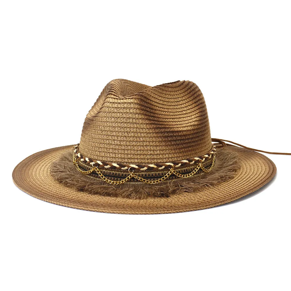 Straw Cowboy Hats Travel Travel Sun Protection Sun Hat Male Women's Straw Hat