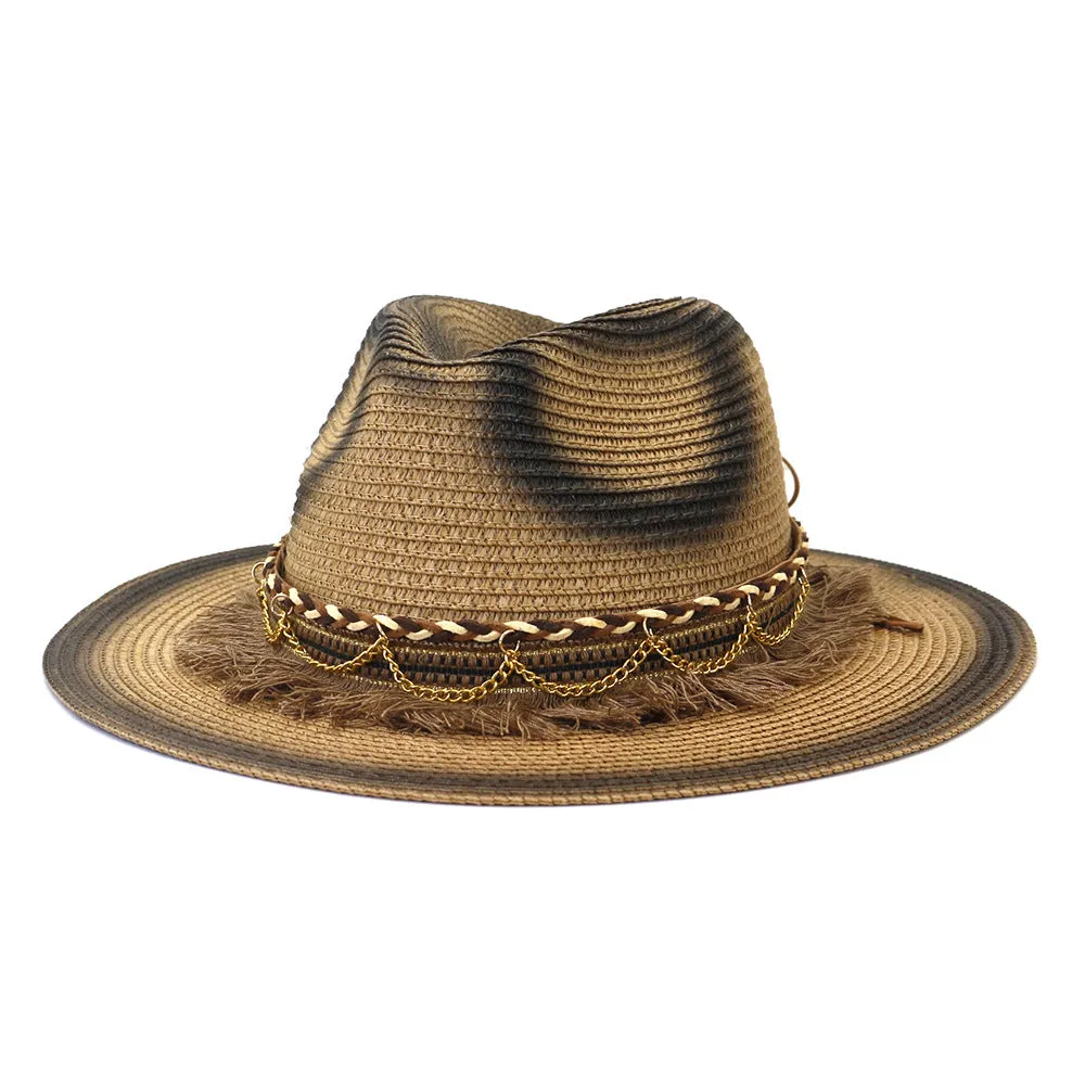 Straw Cowboy Hats Travel Travel Sun Protection Sun Hat Male Women's Straw Hat