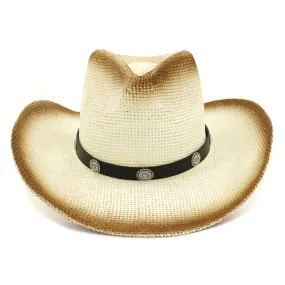 Straw Cowboy Hats Women's Straw Cowboy Hat Top Hat Outdoor Seaside Beach