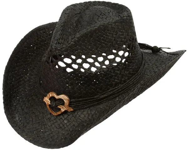 Toyo Straw Cowyboy Hat with Heart Charm