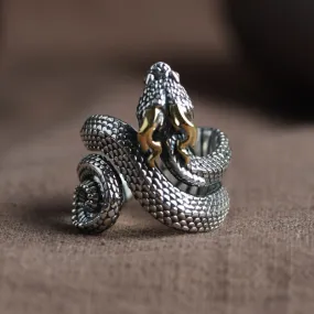 Vintage Horned Snake Sterling Silver Animal Ring