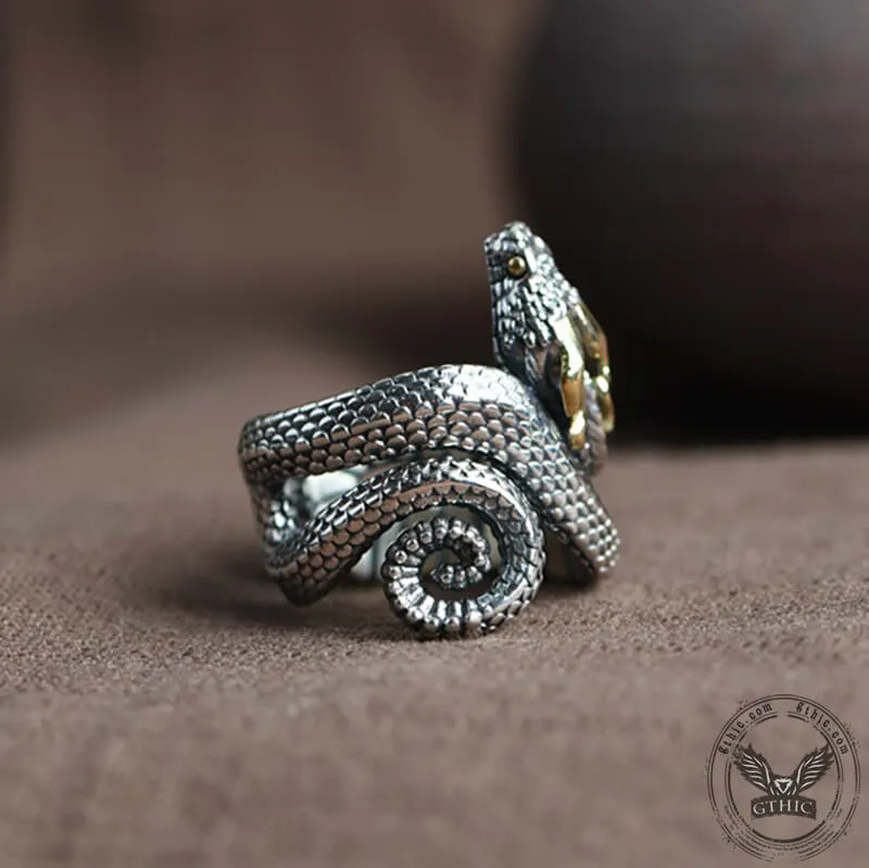 Vintage Horned Snake Sterling Silver Animal Ring