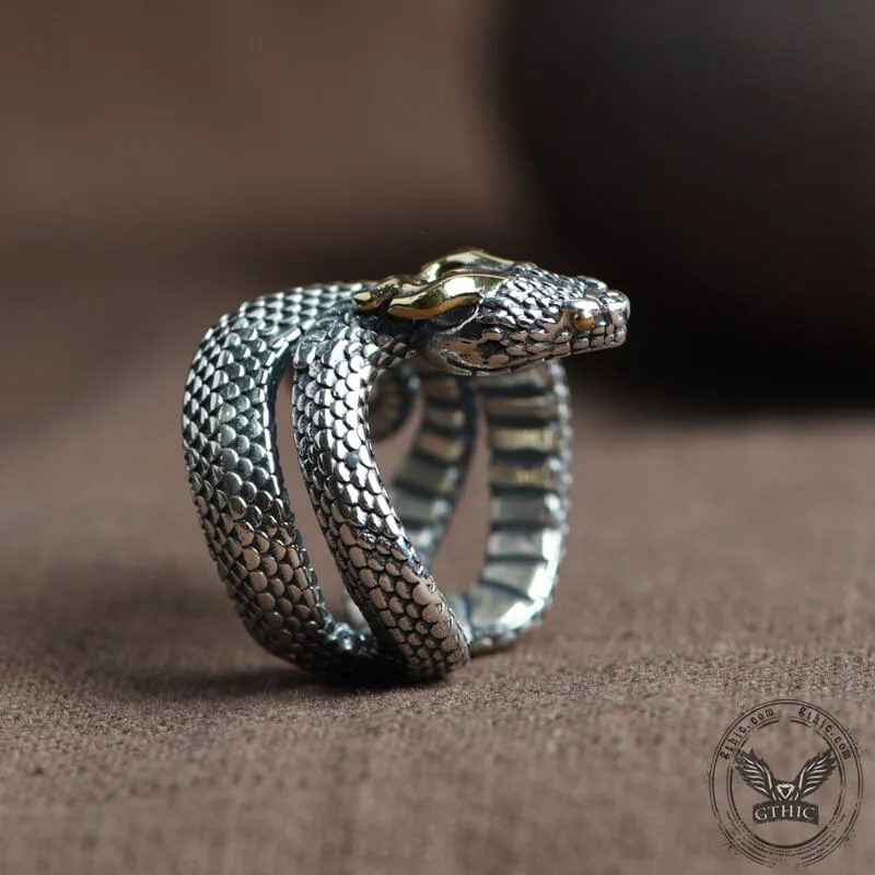 Vintage Horned Snake Sterling Silver Animal Ring